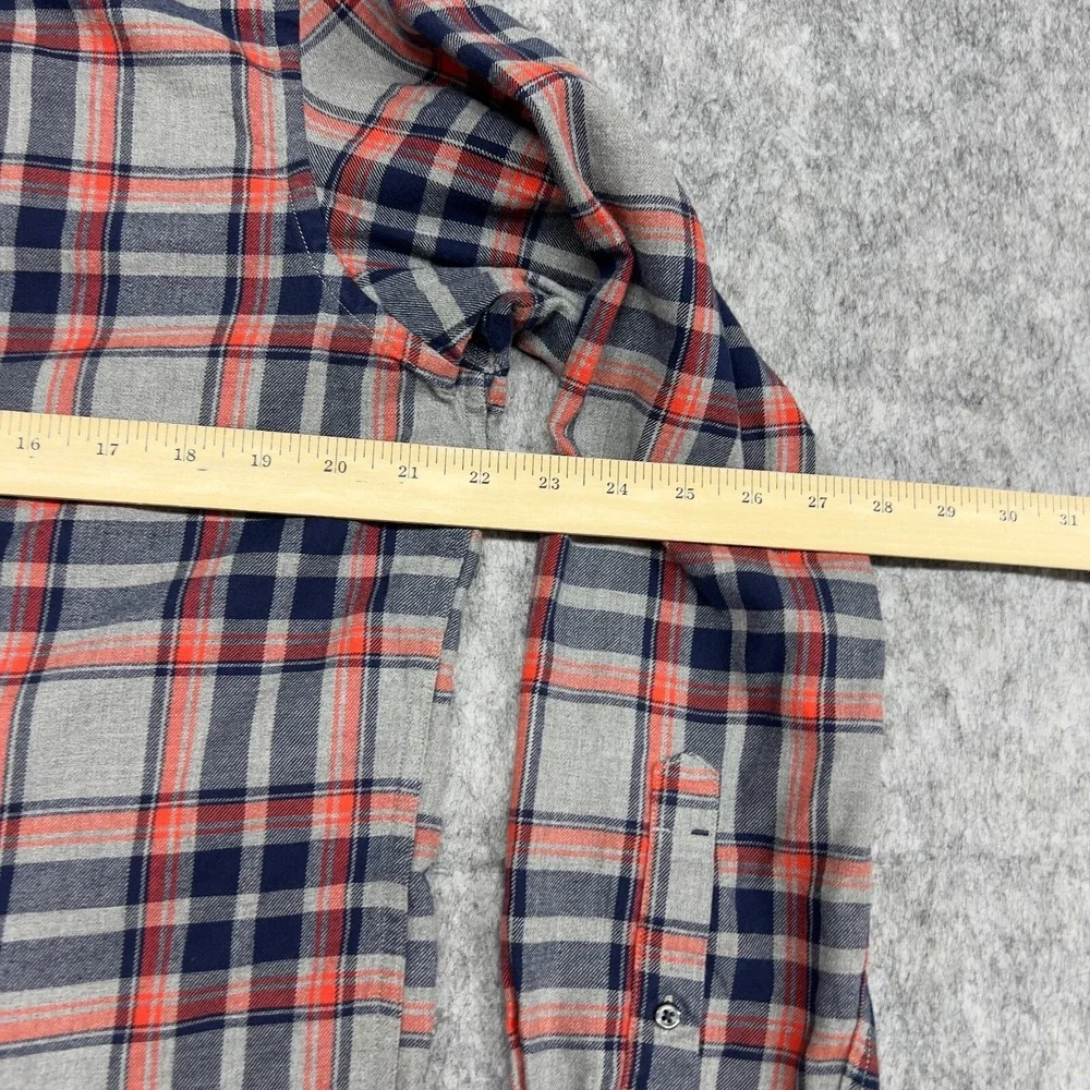 Banana Republic Shirt Mens Large Gray Red Plaid Button Up Casual Preppy Career
